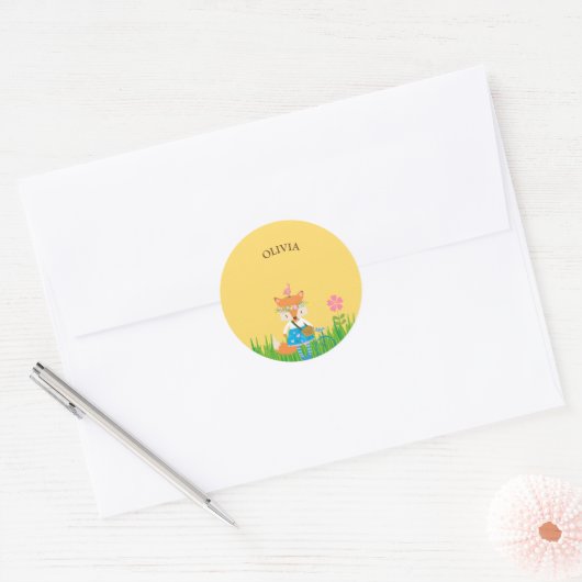 Spring Fox Meisje Ronde Sticker (Envelop)