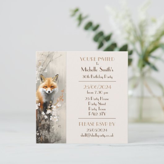 Spring Fox Verjaardagsfeest Kaart (Staand voorkant)