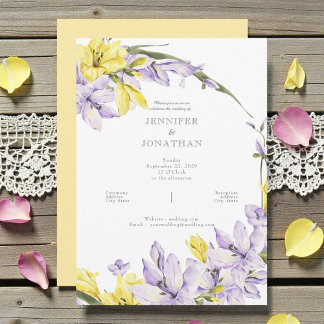 Spring Freesia Wreath Wedding Invitation Kaart