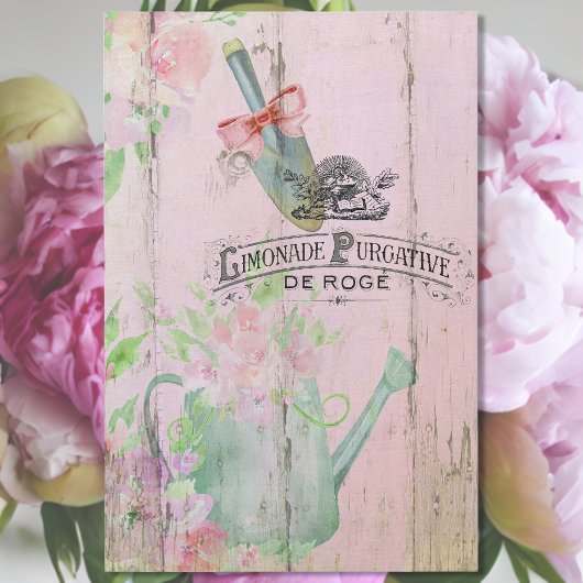 Spring French Limonade Stamp and Gardening Tools Tissuepapier