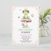Spring frog baby shower invitation kaart (Staand voorkant)