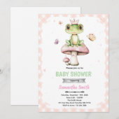 Spring frog baby shower invitation kaart (Voorkant / Achterkant)