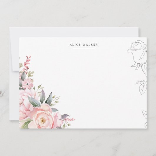 Spring Garde Blush Floral Stationery Note Kaart Notitiekaartje (Voorkant)
