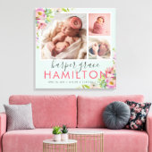 Spring Garden Baby Girl Birth Stats Foto Collage Canvas Afdruk (Insitu (Woonkamer))