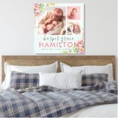 Spring Garden Baby Girl Birth Stats Foto Collage Canvas Afdruk (Insitu (Slaapkamer))
