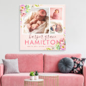 Spring Garden Baby Girl Birth Stats Foto Collage Canvas Afdruk (Insitu (Woonkamer))