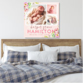 Spring Garden Baby Girl Birth Stats Foto Collage Canvas Afdruk (Insitu (Slaapkamer))