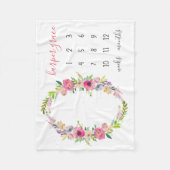 Spring Garden Baby Naam Maandelijkse Mijlpaal Foto Fleece Deken (Voorkant)