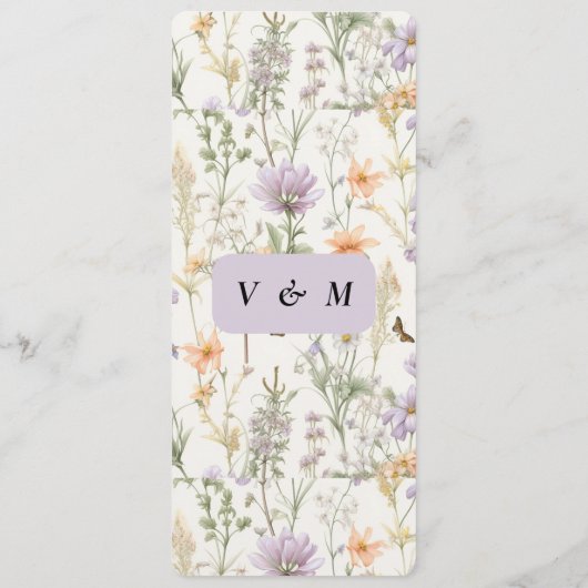 Spring Garden Blauw Roze Gele Lavendel Menu (Achterkant)