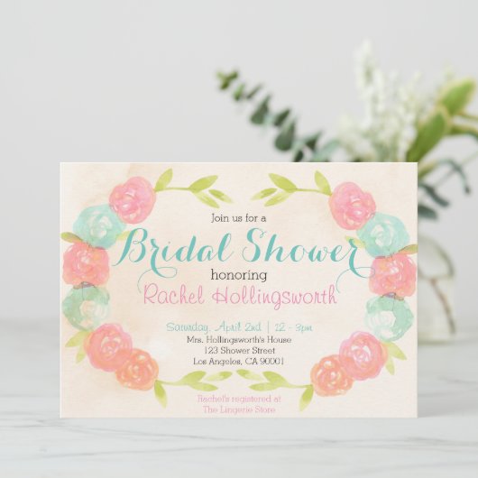 Spring Garden Bloemen Bruids Douche Uitnodiging (Staand voorkant)