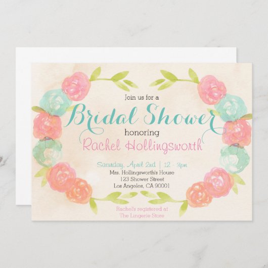 Spring Garden Bloemen Bruids Douche Uitnodiging (Voorkant / Achterkant)