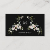 Spring Garden Bloemen op zwart | Monogram Visitekaartje (Voorkant)