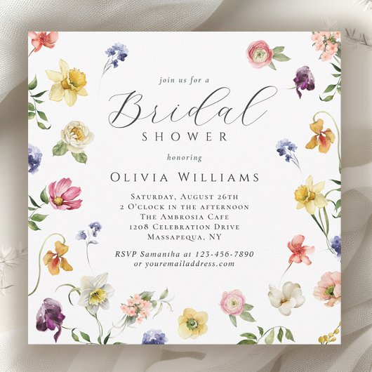Spring Garden Blooms Floral Bridal Shower  Kaart