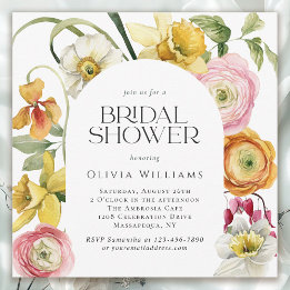 Spring Garden Bright Floral Bridal Shower  Kaart