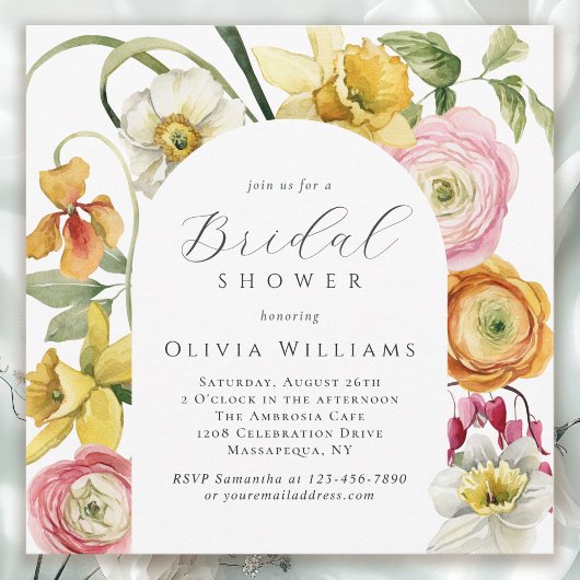 Spring Garden Bright Floral Bridal Shower  Kaart