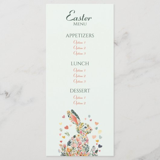 Spring Garden Bunny Brunch Menu (Voorkant)