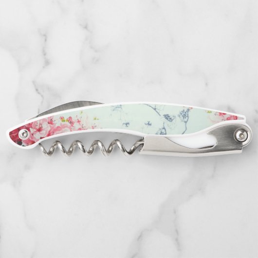 Spring Garden Butterfly Burgundy Floral Bloom Kurkentrekker (Achterkant)