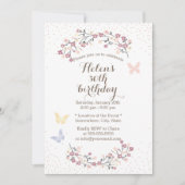 Spring Garden Butterfly & Flowers Birthday Party Kaart (Voorkant)