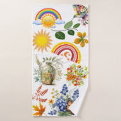 Spring Garden Butterfly Rainbow Sunshine groen Badhanddoek (Badhanddoek)