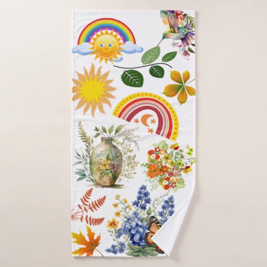 Spring Garden Butterfly Rainbow Sunshine groen Badhanddoek (Badhanddoek)