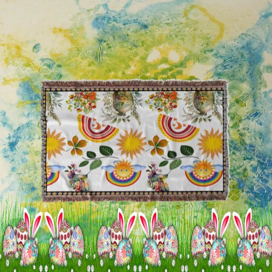 Spring Garden Butterfly Rainbow Sunshine groen Deken