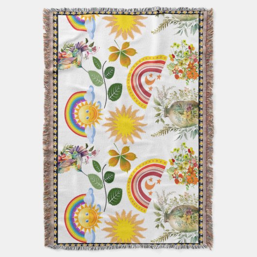 Spring Garden Butterfly Rainbow Sunshine groen Deken (Voorkant Verticaal)