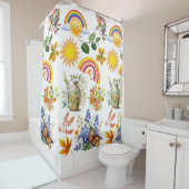 Spring Garden Butterfly Rainbow Sunshine groen Douchegordijn (In situ)