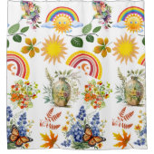 Spring Garden Butterfly Rainbow Sunshine groen Douchegordijn (Voorkant)