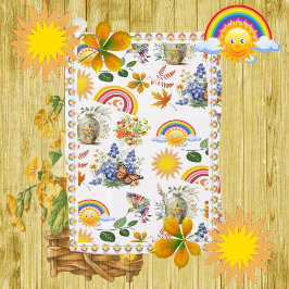 Spring Garden Butterfly Rainbow Sunshine groen Golfhanddoek