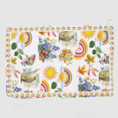 Spring Garden Butterfly Rainbow Sunshine groen Golfhanddoek (Horizontaal)