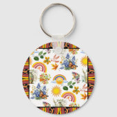 Spring Garden Butterfly Rainbow Sunshine groen Sleutelhanger (Voorkant)