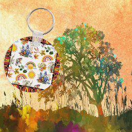 Spring Garden Butterfly Rainbow Sunshine groen Sleutelhanger