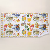 Spring Garden Butterfly Rainbow Sunshine groen Strandlaken (Voorkant)