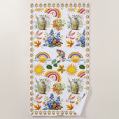 Spring Garden Butterfly Rainbow Sunshine groen Strandlaken (Voorkant)