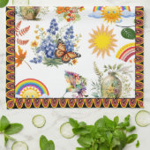 Spring Garden Butterfly Rainbow Sunshine groen Theedoek (Gevouwen)