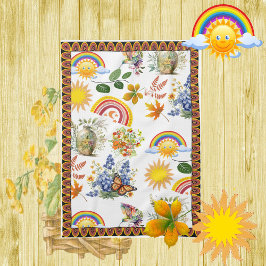 Spring Garden Butterfly Rainbow Sunshine groen Theedoek