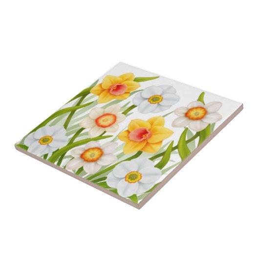 Spring Garden Daffodil Flowers Tile Tegeltje (Zijkant)
