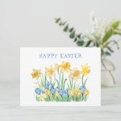 Spring Garden Daffodils Gelukkig Pasen Feestdagenkaart (Staand voorkant)