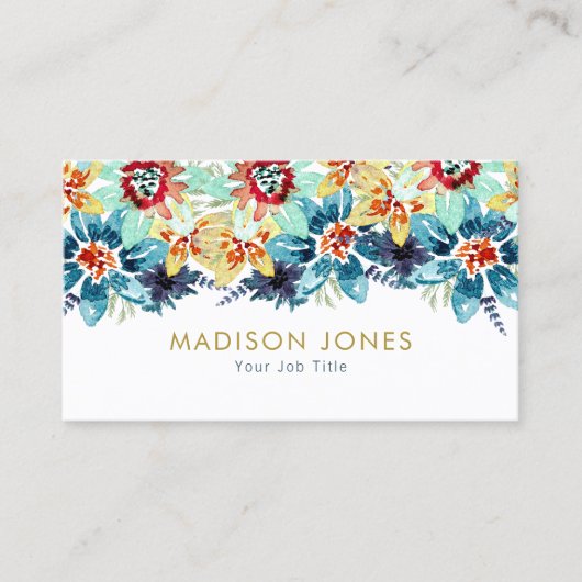 Spring Garden Elegant Unieke Waterverf Bloemen Visitekaartje (Voorkant)