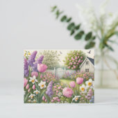 Spring Garden en Country Cottage Floral Briefkaart (Staand voorkant)