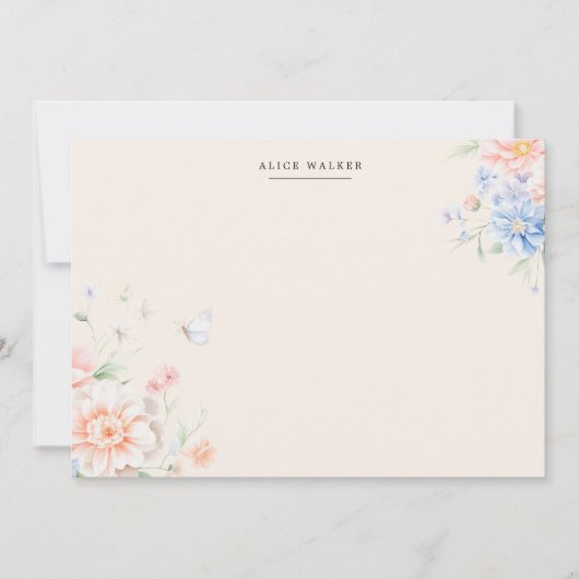 Spring Garden Floral Blush Stationery Note Card Notitiekaartje (Voorkant)
