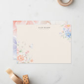 Spring Garden Floral Blush Stationery Note Card Notitiekaartje (Voorkant / Achterkant in situ)