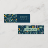Spring Garden Floral Botanical Blue OrderDank u Mini Visitekaartje (Voorkant / Achterkant)