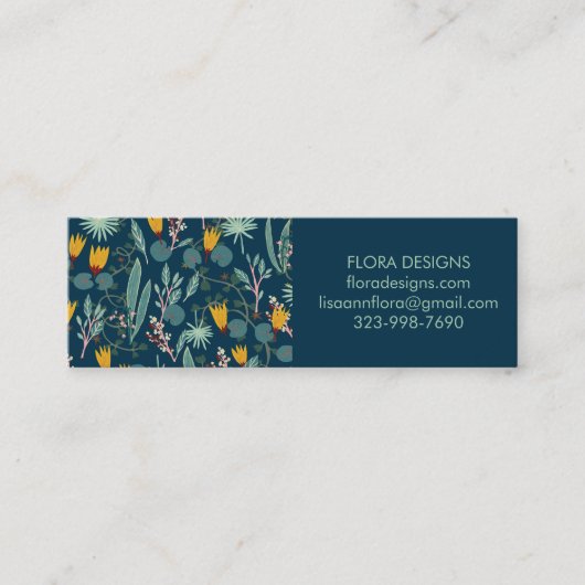 Spring Garden Floral Botanical Blue OrderDank u Mini Visitekaartje (Voorkant)