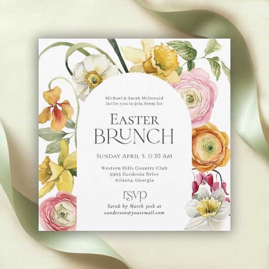 Spring Garden Floral Easter Brunch Kaart