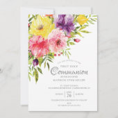 Spring Garden Floral eerste communie uitnodiging (Voorkant)