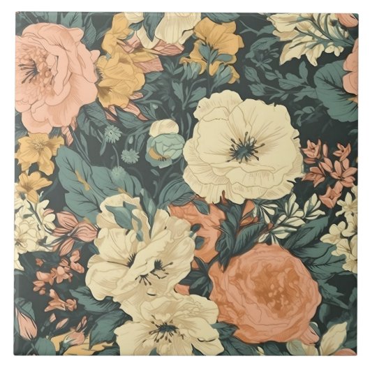 Spring Garden Floral Pattern Tegeltje (Voorkant)