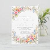 Spring Garden Floral Wedding Invitation Kaart (Staand voorkant)