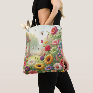 Spring Garden Flower Canvas tas