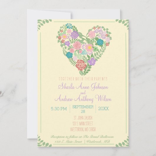 Spring Garden Flower Huwelijksuitnodiging Kaart (Voorkant)